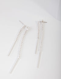 Silver Cubic Zirconia Cupchain & Bar Drop Earrings - link has visual effect only