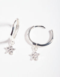 Sterling Silver Diamante Star Huggie Earrings - link has visual effect only