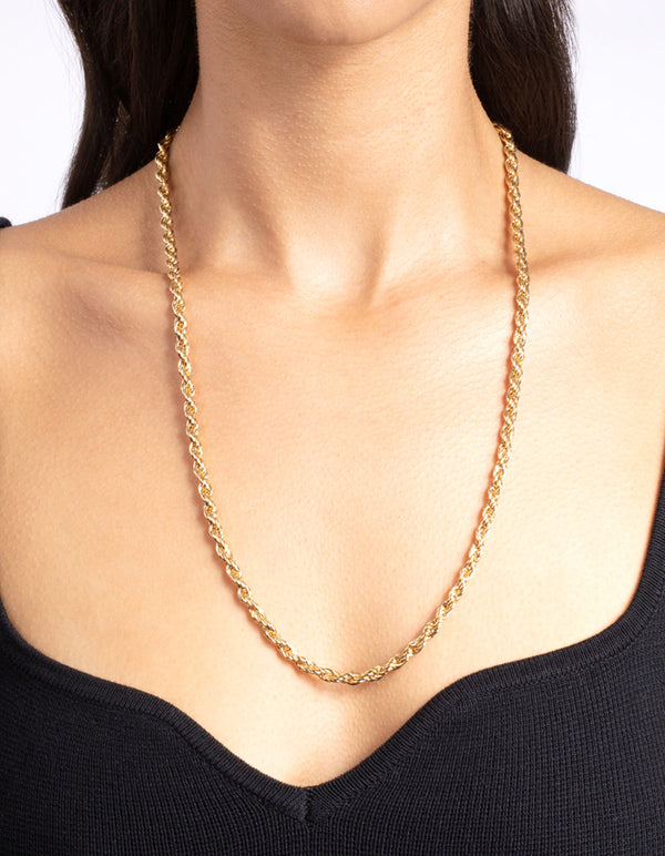 Buy Gold Chain Necklace, 3MM French Rope Chain Necklace Plated 18K Gold for  Men Women, 16