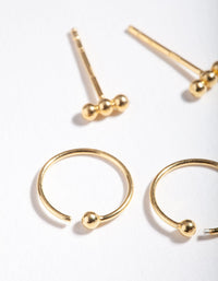Gold Plated Sterling Silver Ball Stud Hoop Earring Pack - link has visual effect only