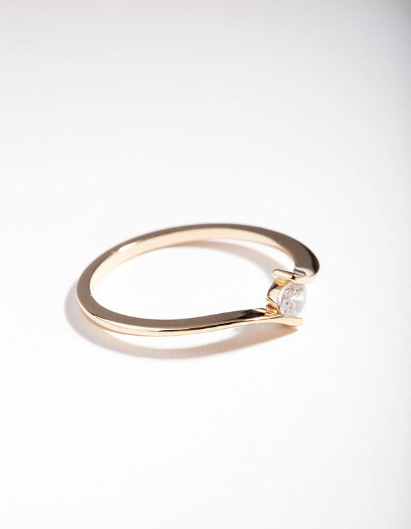 Gold Plated Sterling Silver Cubic Zirconia Twist Ring