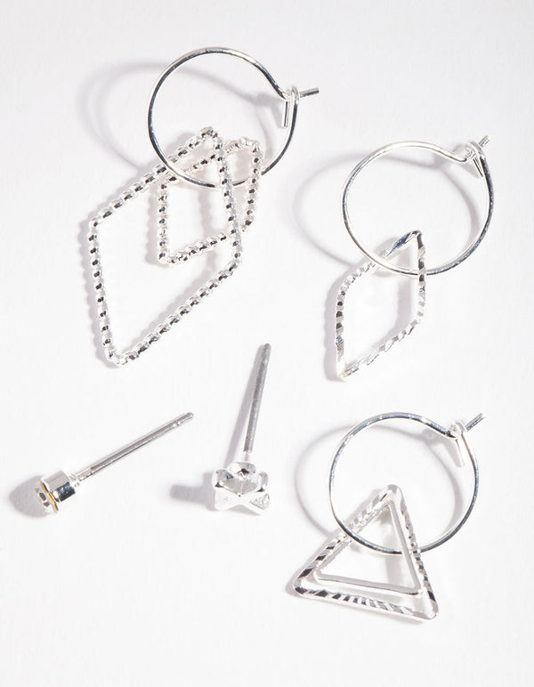 Silver Shapes Geometric Ear Stack