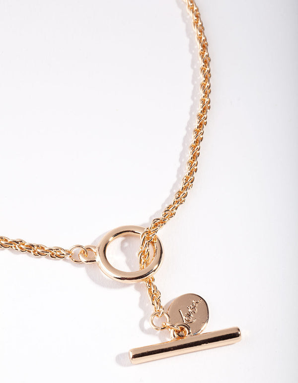 Topshop chain t bar necklace in gold | ASOS