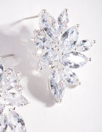 Silver Cubic Zirconia Navette Stud Earrings - link has visual effect only