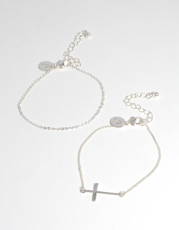 Silver Cross Pack Bracelet
