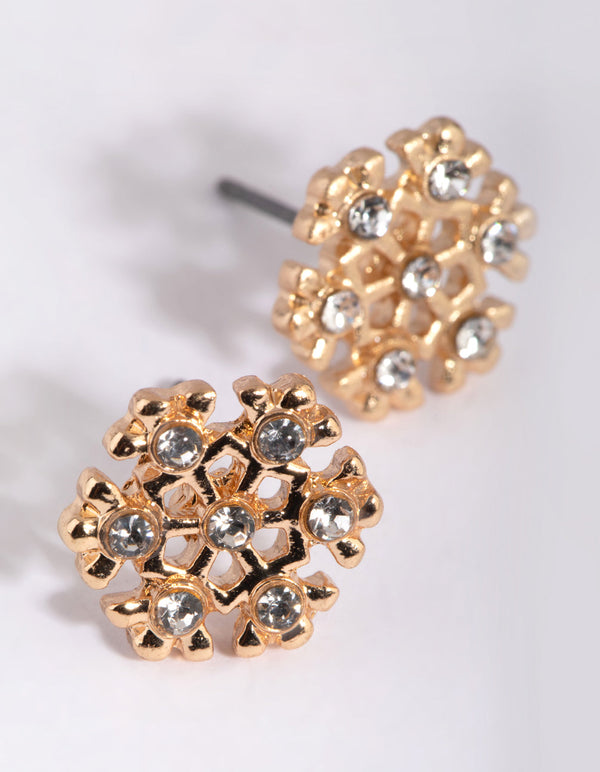 9ct Gold Snowflake Stud Earrings | Jewellerybox.co.uk