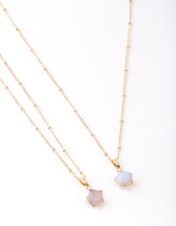 Gold Semi Precious Star Necklace Pack