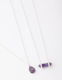 Silver Purple Teardrop & Shard Necklace Pack - link has visual effect only