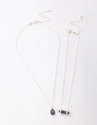 Silver Purple Teardrop & Shard Necklace Pack - link has visual effect only