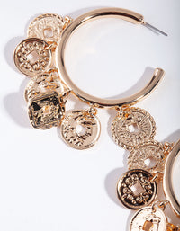 Gold Multi Coin Hoop Earrings - link has visual effect only