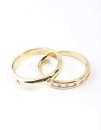 Gold Plated Diamante Stone Ring Pack - link has visual effect only