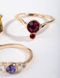 Gold Multi Diamante Pack Rings - link has visual effect only