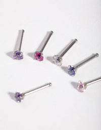 Dainty Rhodium Diamante Nose Stud 6-Pack - link has visual effect only
