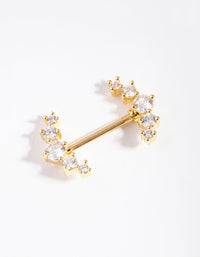 Gold Surgical Steel Diamante Crescent Nipple Bar - link has visual effect only
