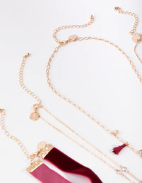Red Gold Celestial 4-Row Necklace - link has visual effect only