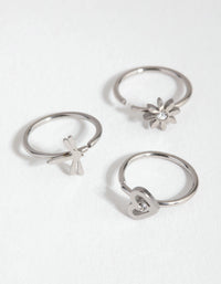 Rhodium Surgical Steel Mini Motif Nose Ring Pack - link has visual effect only