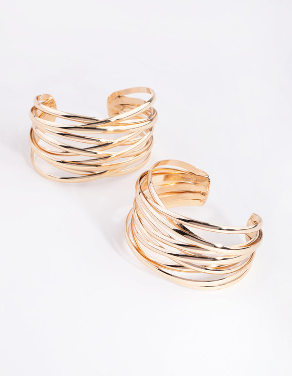Gold Crossover Double Cuff Bracelet - Lovisa