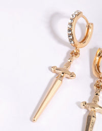 Gold Dagger Brass Huggie Earring - link has visual effect only