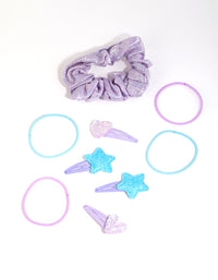 Kids Glitter Motif Hair Clips & Ties with Pouch - link has visual effect only