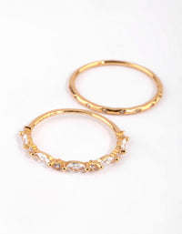 Gold Plated Sterling Silver Marquise Ring Set - link has visual effect only