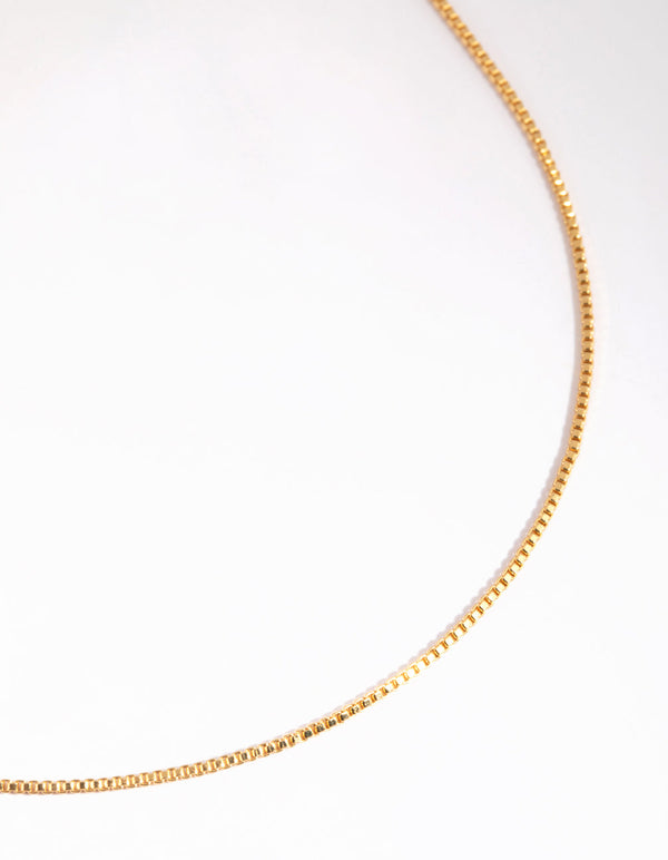 Gold Plated Short Box Chain Necklace