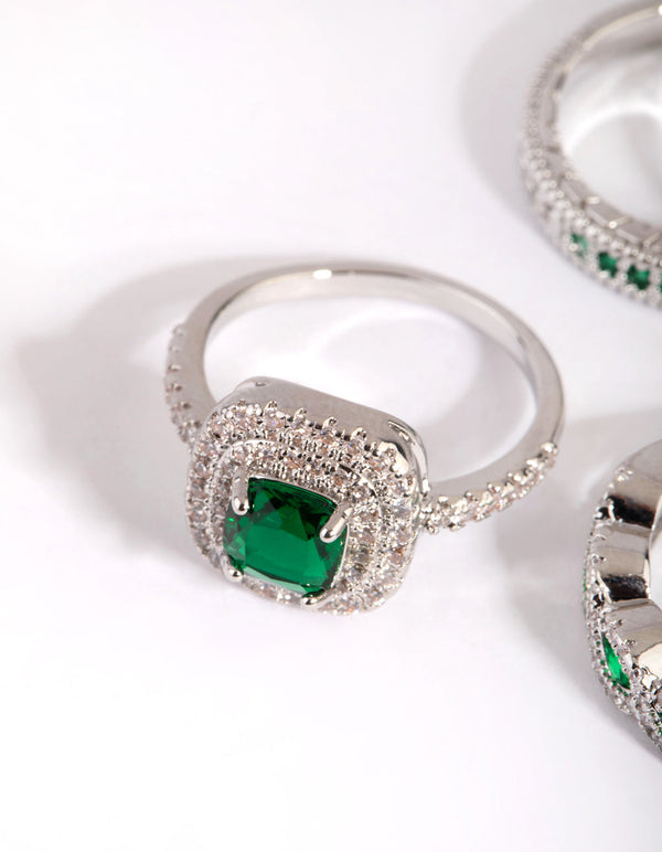 Emerald Cubic Zirconia Statement Ring 5-Pack - Lovisa