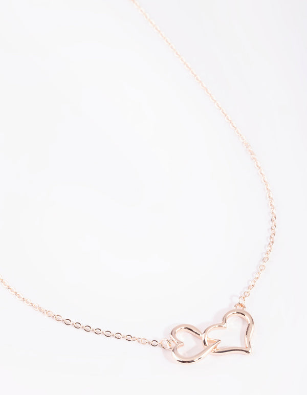 Rose Gold Interlocked Hearts Necklace
