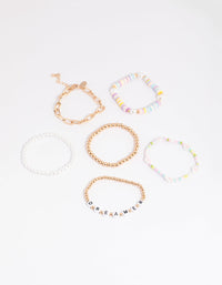 90s Colourful Pearl Bracelet Pack - link has visual effect only
