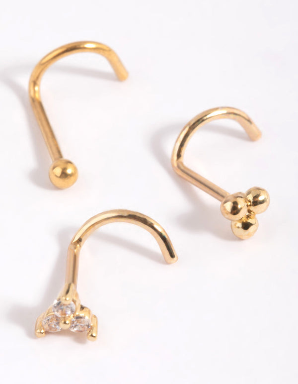 Gold Plated Surgical Steel Flower Nose Studs