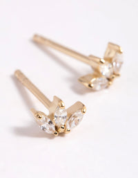 Gold Plated Sterling Silver Cubic Zirconia Leaf Stud Earrings - link has visual effect only