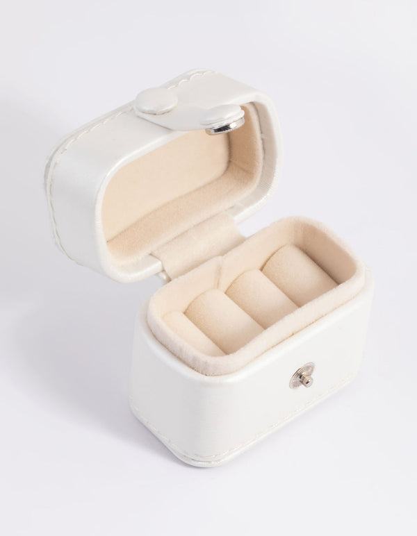 Small Cream Faux Leather Ring Box