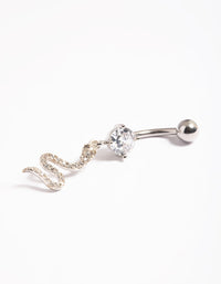Surgical Steel Crystal Snake Drop Belly Ring - link has visual effect only