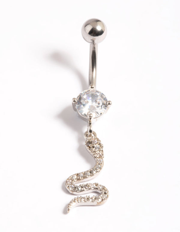 Surgical Steel Crystal Snake Drop Belly Ring