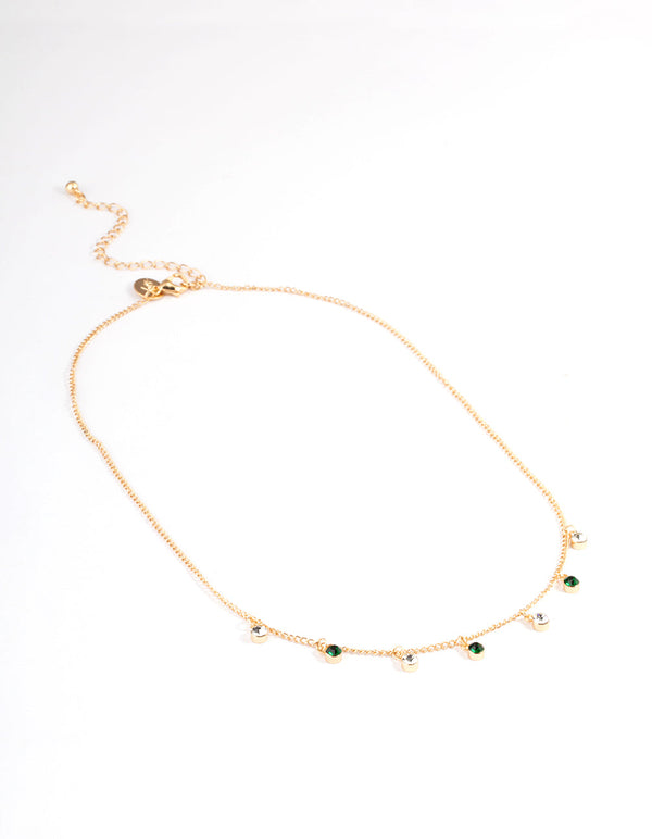 Gold Diamante Circle Chain Link Necklace | New Look
