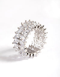 Diamond Simulants Rhodium Marquise Statement Ring - link has visual effect only