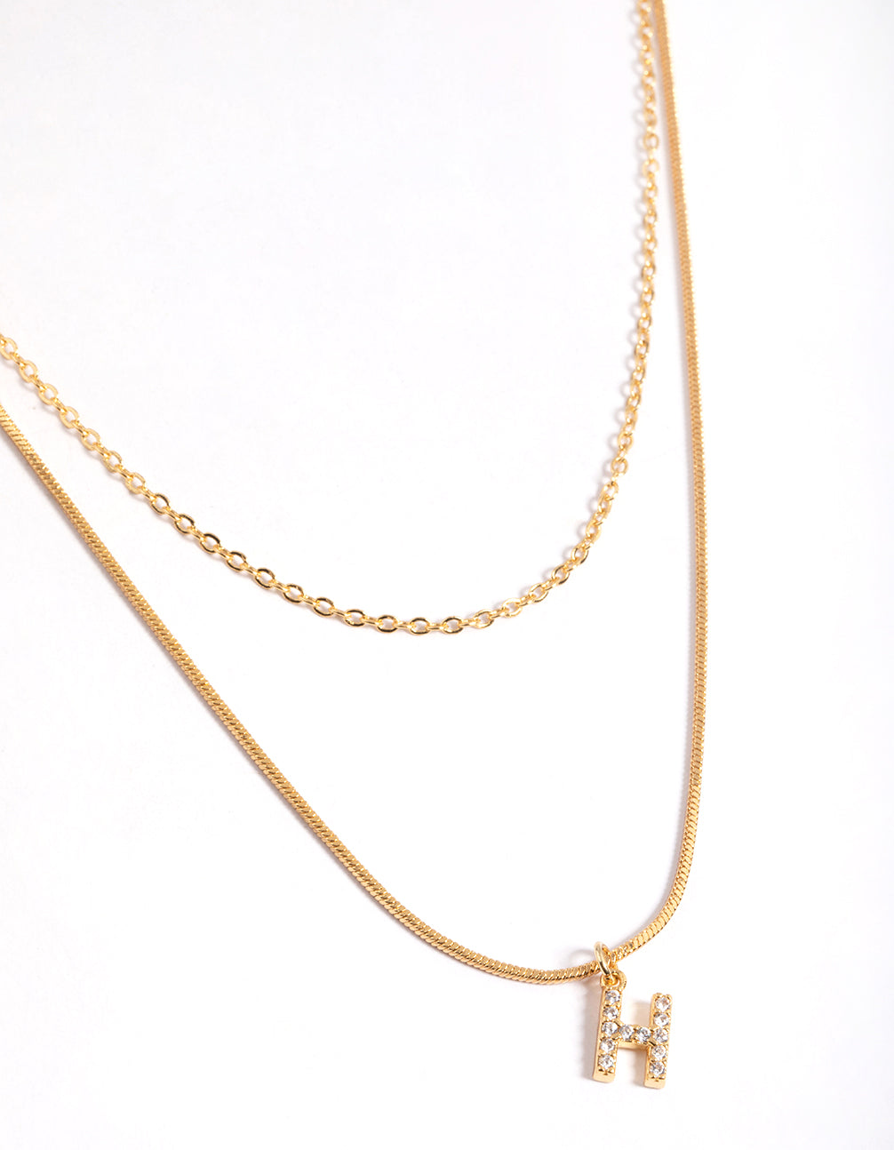 Letter H Gold Plated Layered Diamante Initial Necklace | Initial necklace,  Jewelry staples, Timeless jewelry