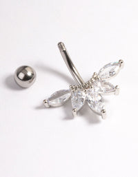 Surgical Steel Cubic Zirconia Marquise Fan Belly Ring - link has visual effect only
