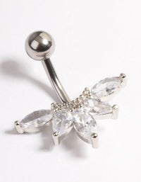 Surgical Steel Cubic Zirconia Marquise Fan Belly Ring - link has visual effect only