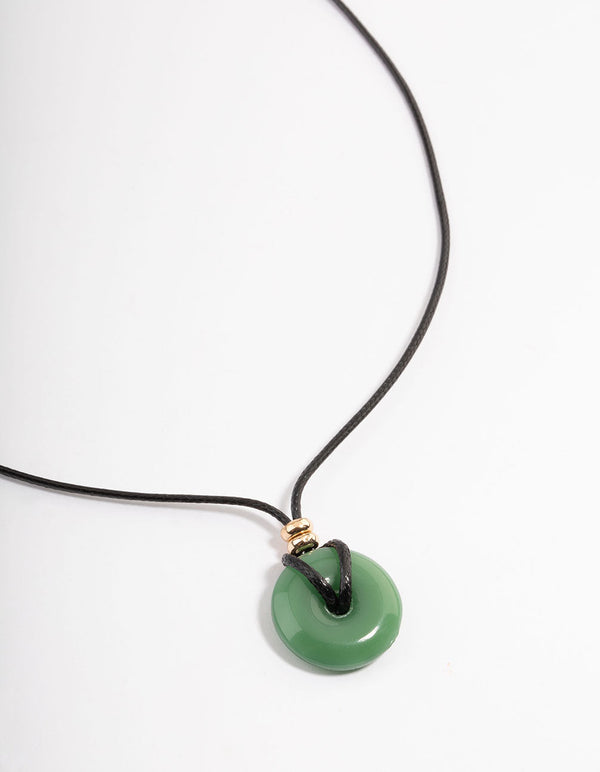 Gold Jade Donut Cord Necklace