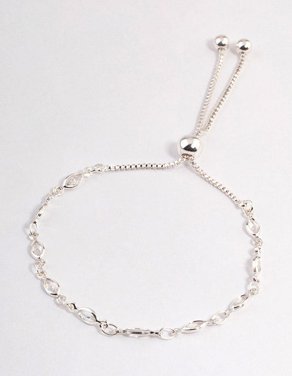 Silver Cubic Zirconia Stone Chain Toggle Bracelet - Lovisa