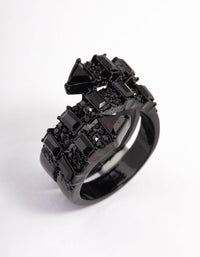 Coated Black Emerald Cut Wrap Ring - link has visual effect only