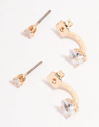 Gold Diamante Pear Ear Jacket Earring - link has visual effect only
