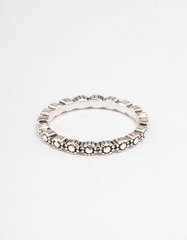 Antique Silver Tiny Flower Ring