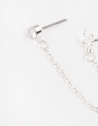Silver Diamante & Flower Chain Earrings - link has visual effect only