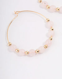 Gold Rose Quartz Mixed Beaded Hoop Earrings - link has visual effect only