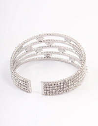 Rhodium Cubic Zirconia Marquise Cupchain Cuff Bangle - link has visual effect only