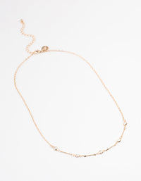 Gold Encased Pearl Station Necklace - link has visual effect only