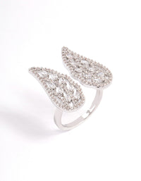 Rhodium Angelic Cubic Zirconia Wing Ring - link has visual effect only