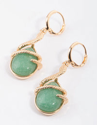 Gold Green Aventurine Snake Wrap Drop Earrings - link has visual effect only