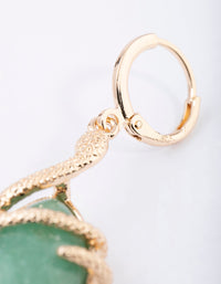 Gold Green Aventurine Snake Wrap Drop Earrings - link has visual effect only